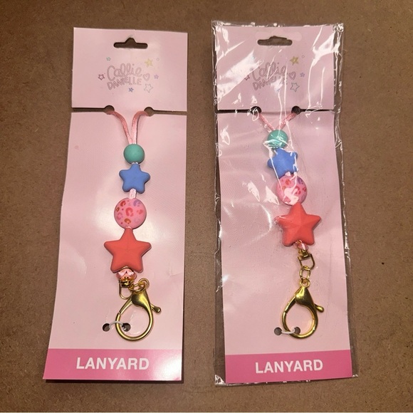Callie Danielle Stars Lanyard   2pc Set  Stars Pink - Picture 1 of 4